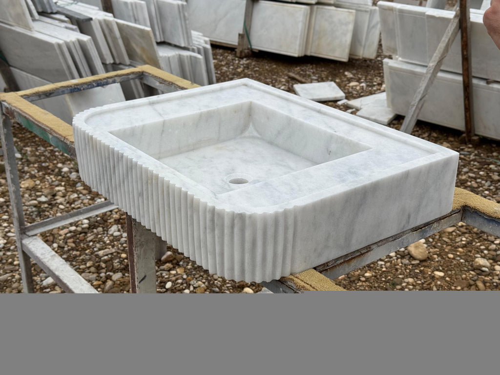 Handcarved Carrara marble vessel sink by Marblyart, custom made to order — photo 7 of 12