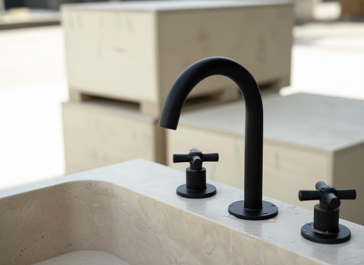 Handcarved beige travertine marble vessel sink by Marblyart, custom made to order — photo 6 of 11