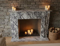 Handcarved Calacatta Viola marble fireplace mantel by Marblyart, custom made to order — photo 1 of 10
