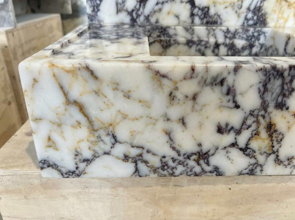 Handcarved natural marble marble floating vanity sink by Marblyart, custom made to order — photo 3 of 11
