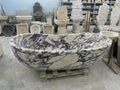 Handcarved Calacatta Viola marble freestanding bathtub by Marblyart, custom made to order — photo 1 of 13