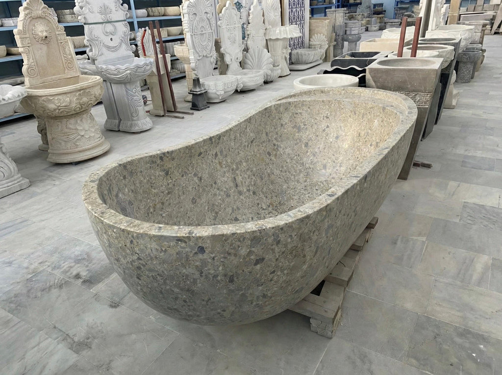 Handcarved natural marble marble freestanding bathtub by Marblyart, custom made to order — photo 10 of 15