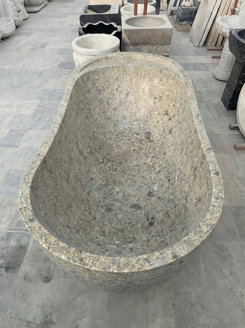 Handcarved natural marble marble freestanding bathtub by Marblyart, custom made to order — photo 5 of 15