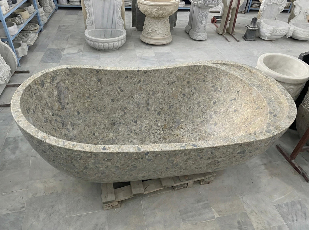 Handcarved natural marble marble freestanding bathtub by Marblyart, custom made to order — photo 15 of 15