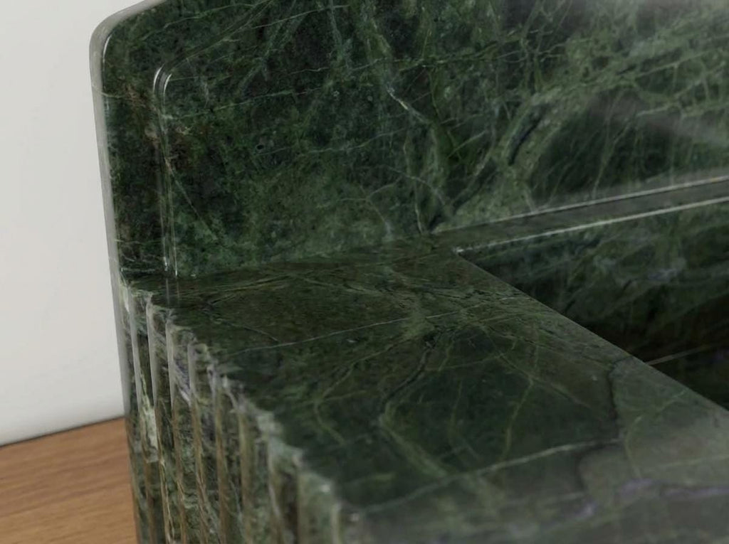Handcarved Verde green marble wall mounted sink by Marblyart, custom made to order — photo 4 of 14