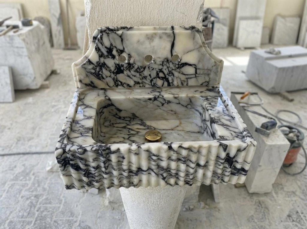 Handcarved natural marble marble floating vanity sink by Marblyart, custom made to order — photo 13 of 13