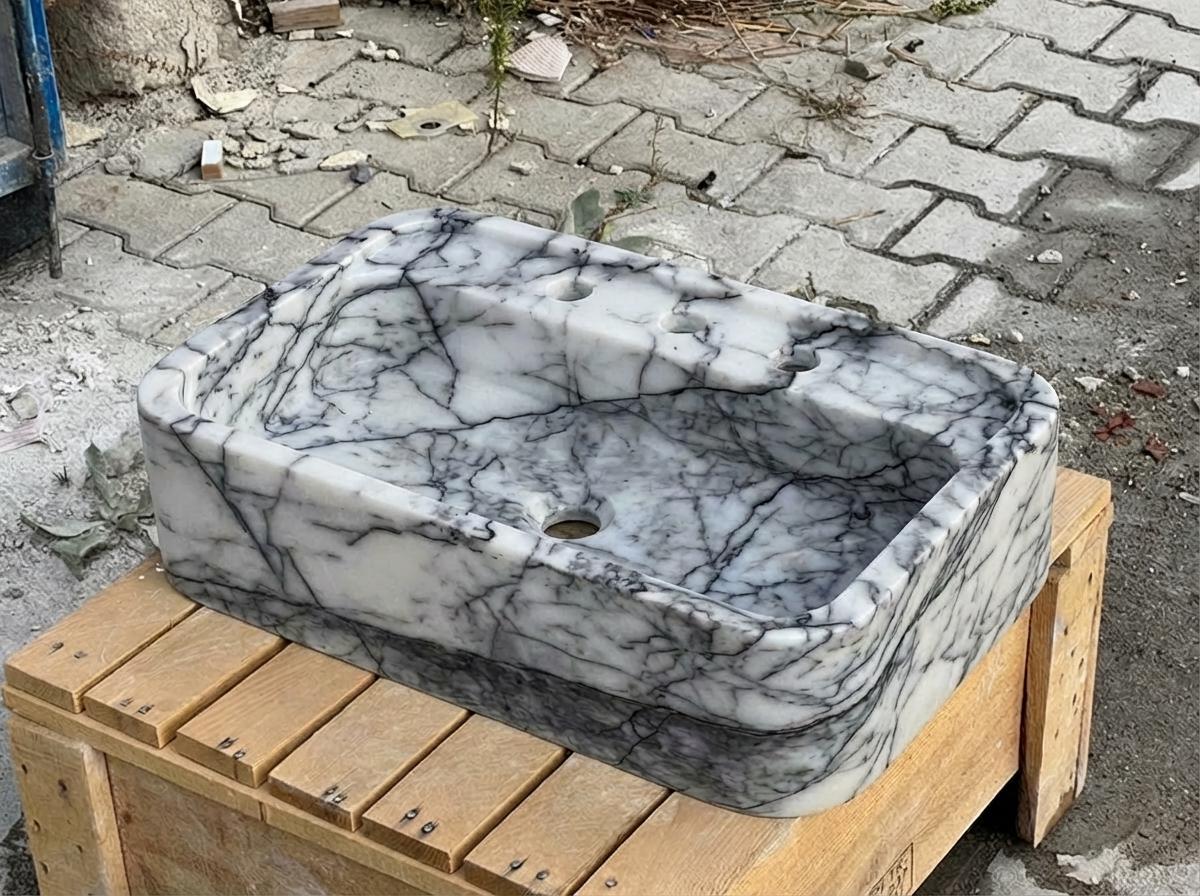Handcarved Lilac marble vessel sink by Marblyart, custom made to order — photo 2 of 15