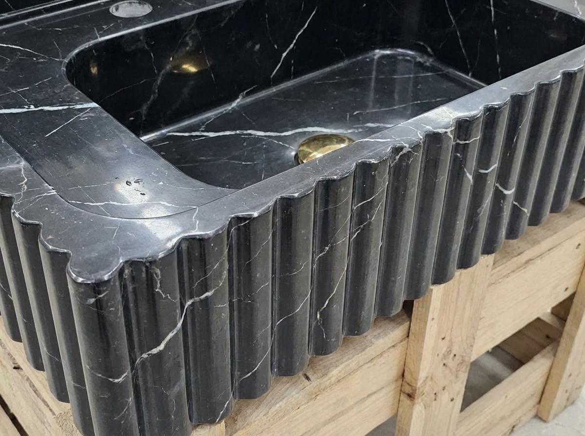 Handcarved natural marble marble floating vanity sink by Marblyart, custom made to order — photo 4 of 11