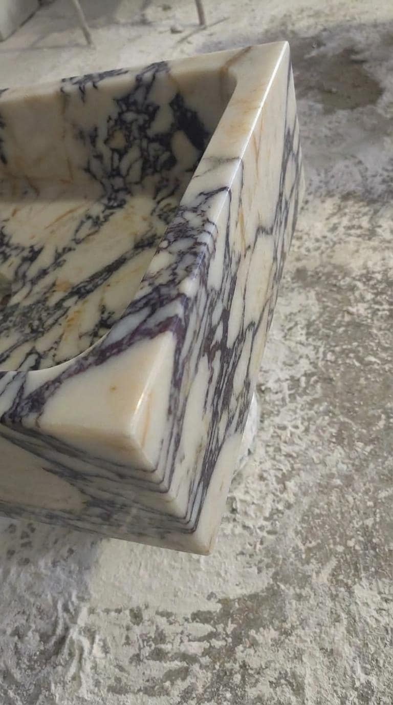 Handcarved Calacatta Viola marble vessel sink by Marblyart, custom made to order — photo 3 of 13