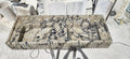 Calacatta Viola marble double trough sink with fluted front, 120 cm