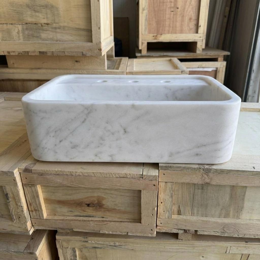 Handcarved Carrara marble vessel sink by Marblyart, custom made to order — photo 3 of 13