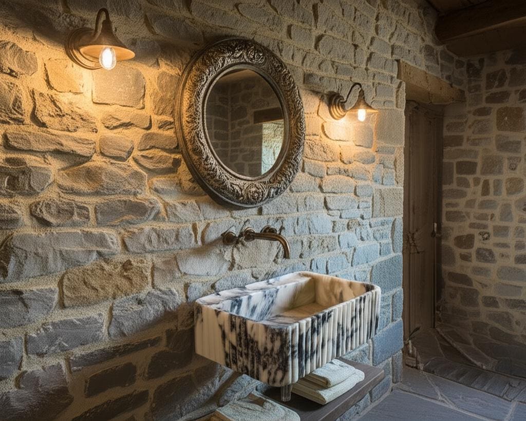 Handcarved Calacatta Viola marble wall mounted sink by Marblyart, custom made to order — photo 11 of 12