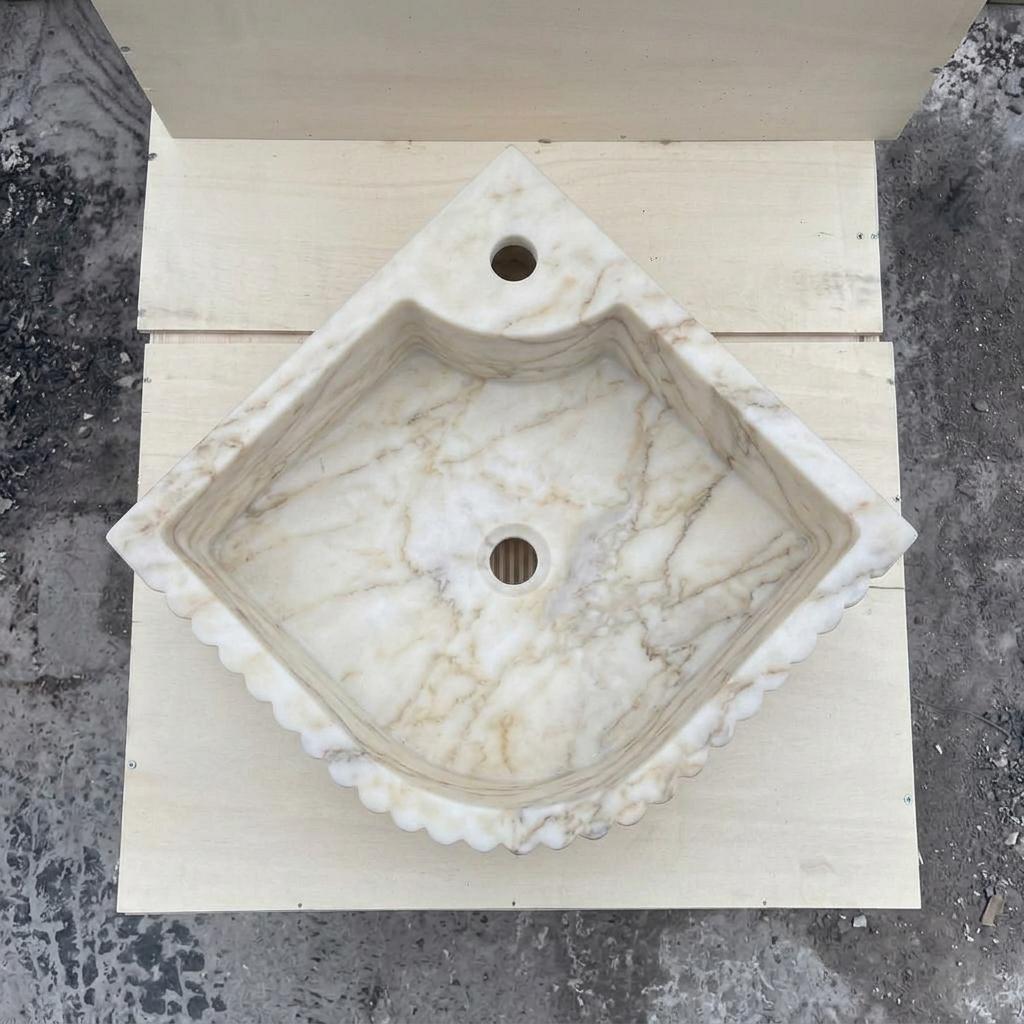 Calacatta Gold Marble fluted vessel sink — bird's eye view (photo 17)