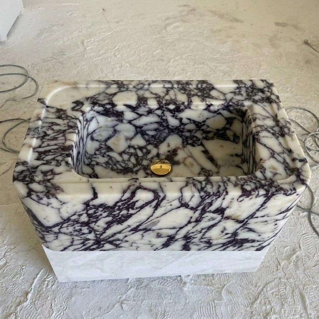 Calacatta Viola Marble square vessel sink — eye-level view (photo 12)