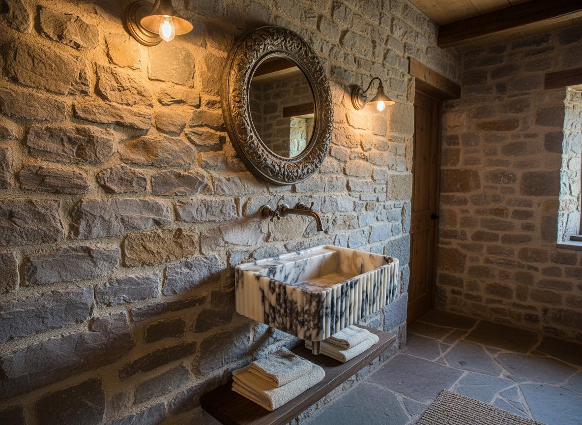 Handcarved Calacatta Viola marble wall mounted sink by Marblyart, custom made to order — photo 9 of 12