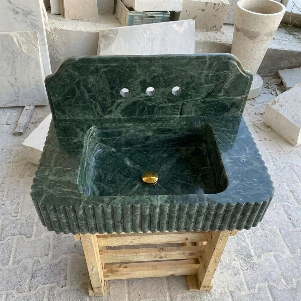 Calacatta Viola Marble square vessel sink — front view (photo 12)