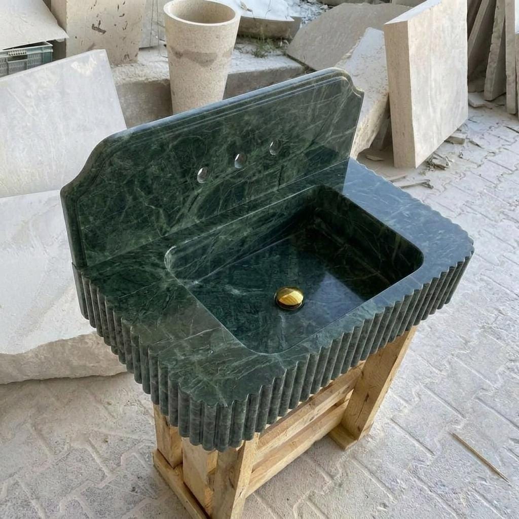 Calacatta Viola Marble square vessel sink — high-angle view (photo 13)