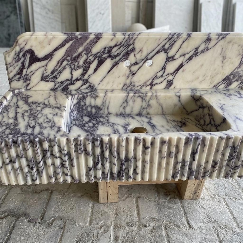 Calacatta Viola Marble square vessel sink — front view (photo 14)
