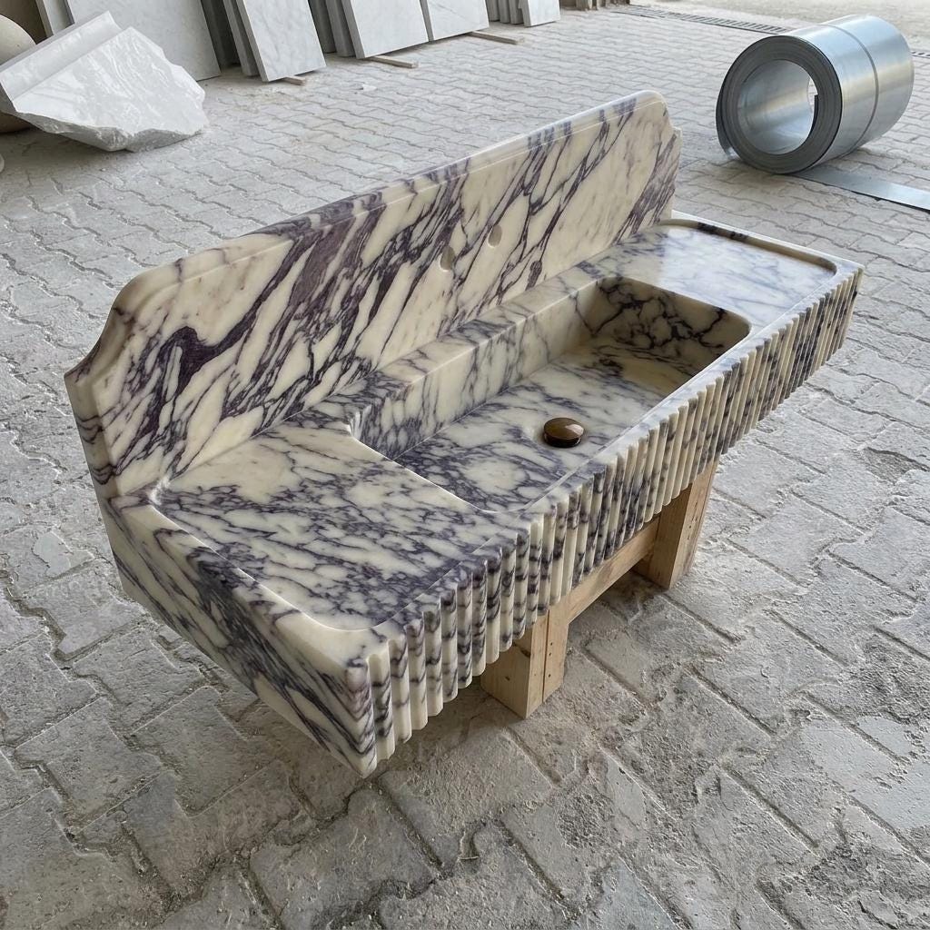 Calacatta Viola Marble square vessel sink — product photograph (photo 19)