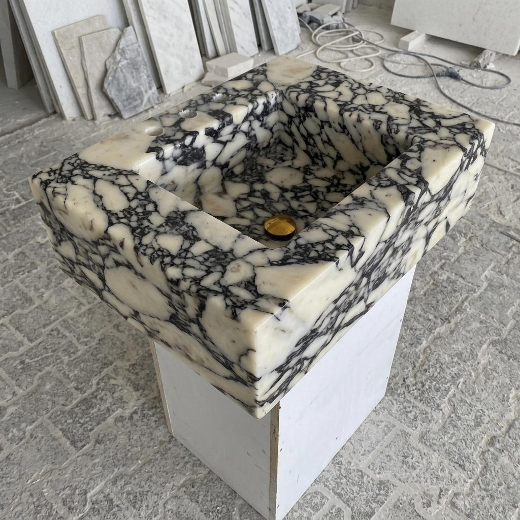 Calacatta Viola Marble wall mount sink — product photograph (photo 17)