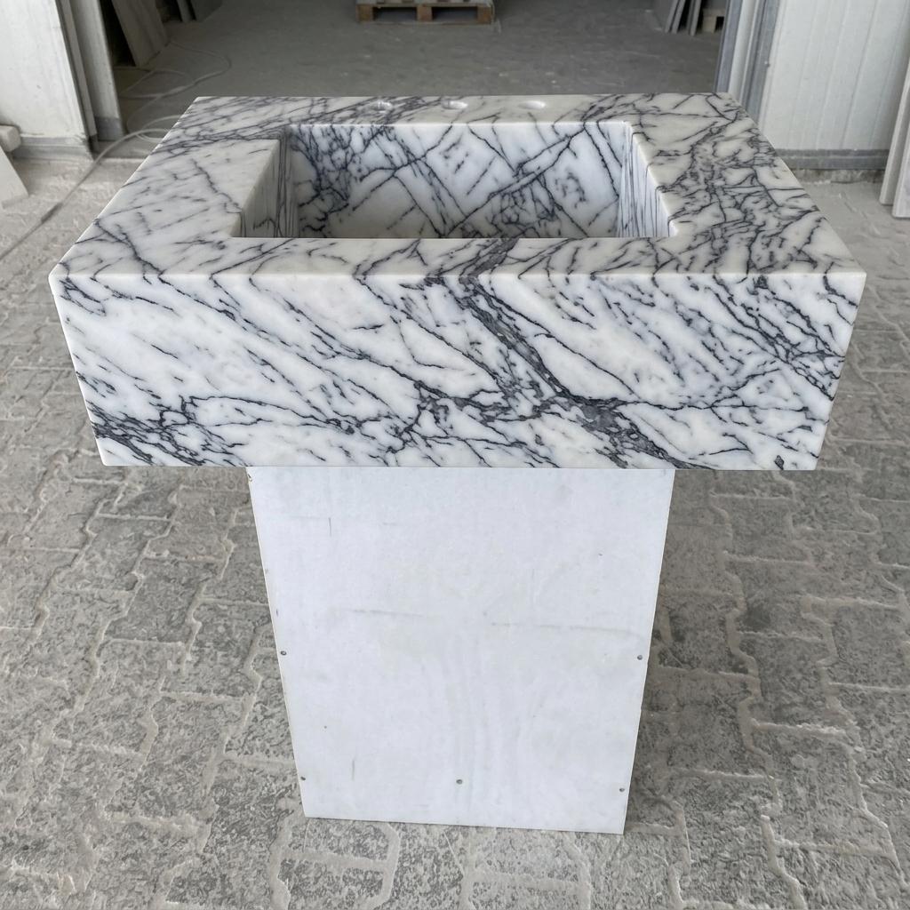 Lilac Marble wall mount sink — front view (photo 2)