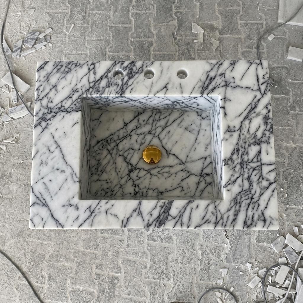 Lilac Marble wall mount sink — top-down view (photo 6)