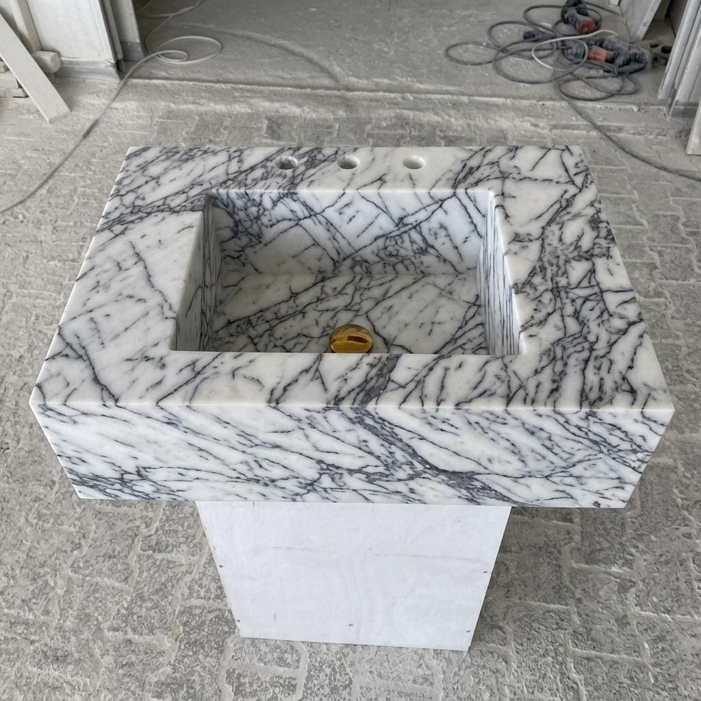 Lilac Marble wall mount sink — front view (photo 11)