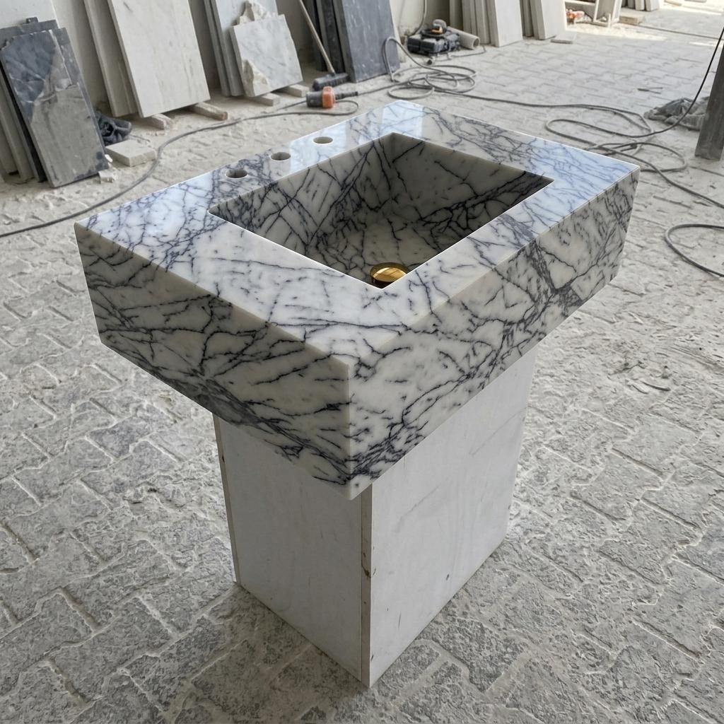 Lilac Marble wall mount sink — high-angle view (photo 12)
