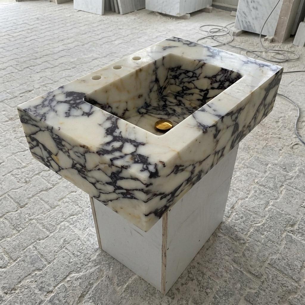 Calacatta Viola Marble square vessel sink — product photograph (photo 16)