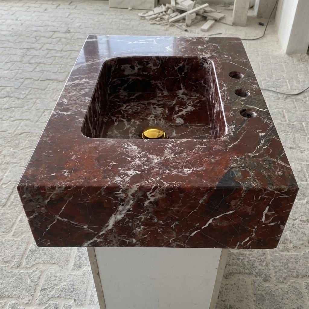 Calacatta Viola Marble wall mount sink — front view (photo 2)