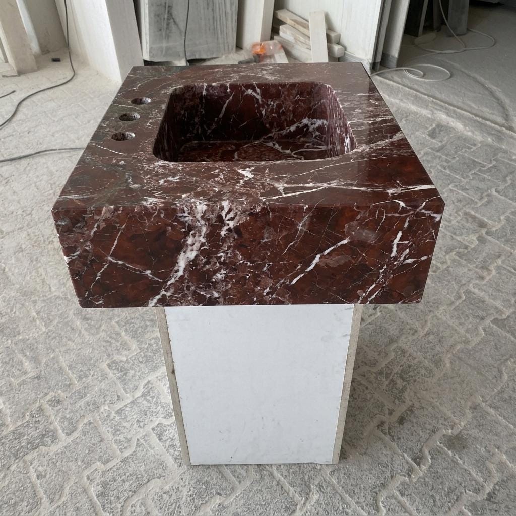Calacatta Viola Marble wall mount sink — product photograph (photo 3)