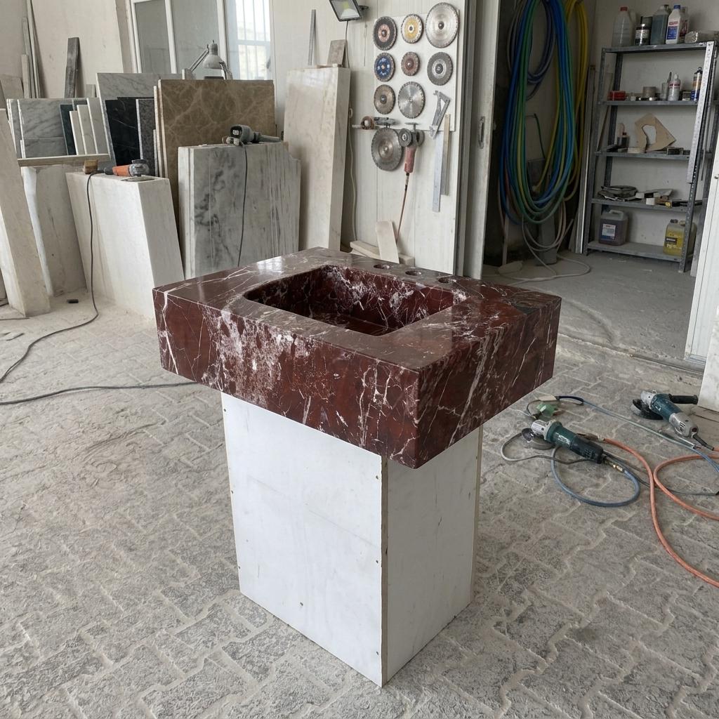 Calacatta Viola Marble wall mount sink — full wide shot (photo 17)