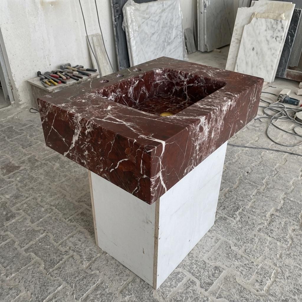 Calacatta Viola Marble wall mount sink — product photograph (photo 18)