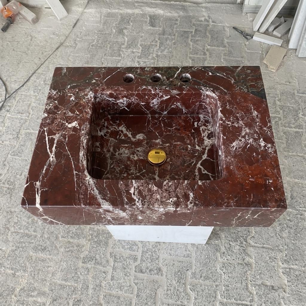 Calacatta Viola Marble wall mount sink — bird's eye view (photo 20)