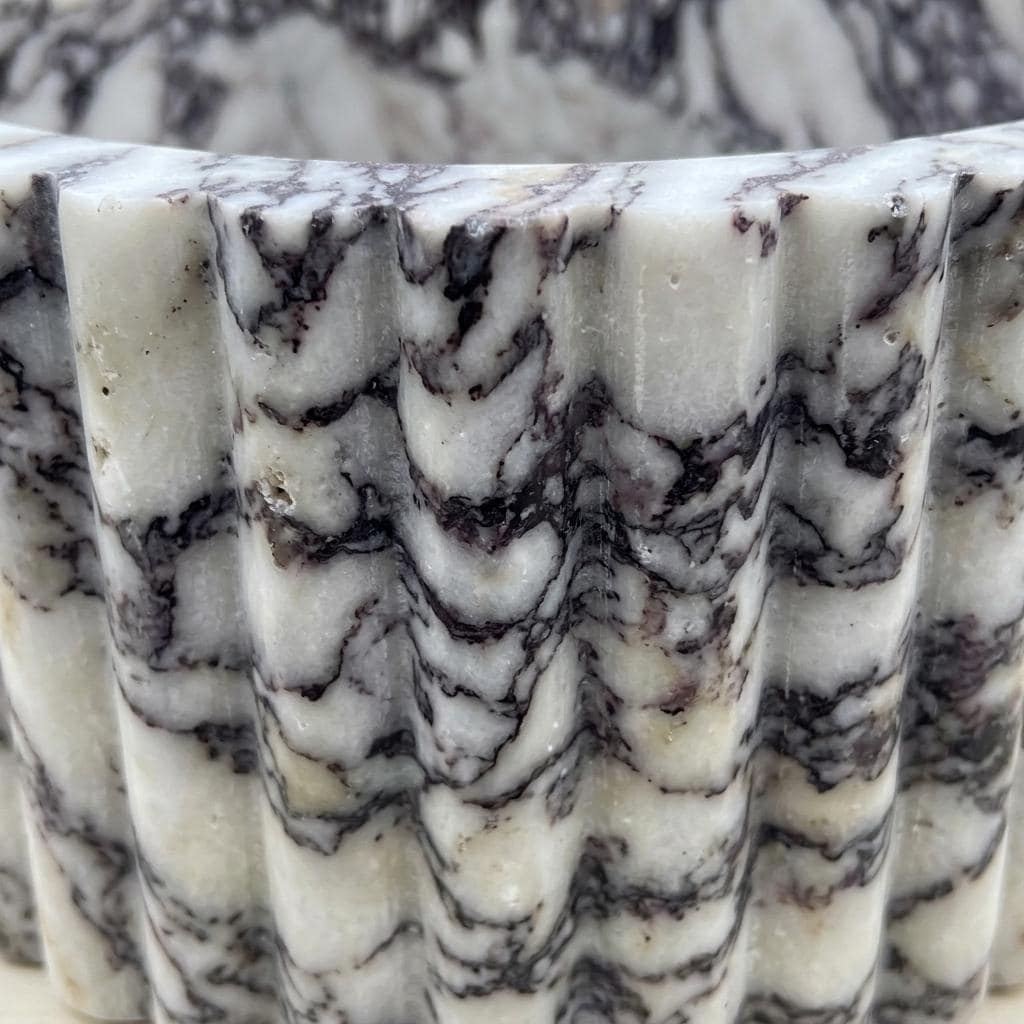 Calacatta Viola Marble fluted vessel sink — close-up of marble veining (photo 14)