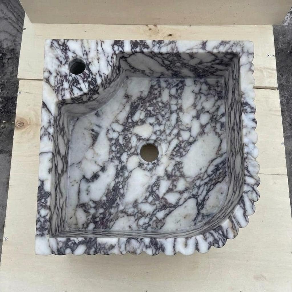 Calacatta Viola Marble fluted vessel sink — bird's eye view (photo 18)
