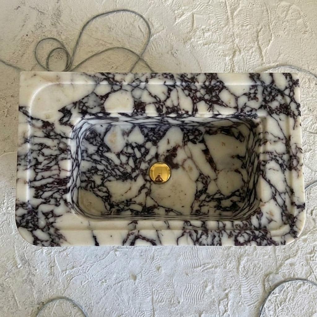 Calacatta Viola Marble square vessel sink — bird's eye view (photo 11)