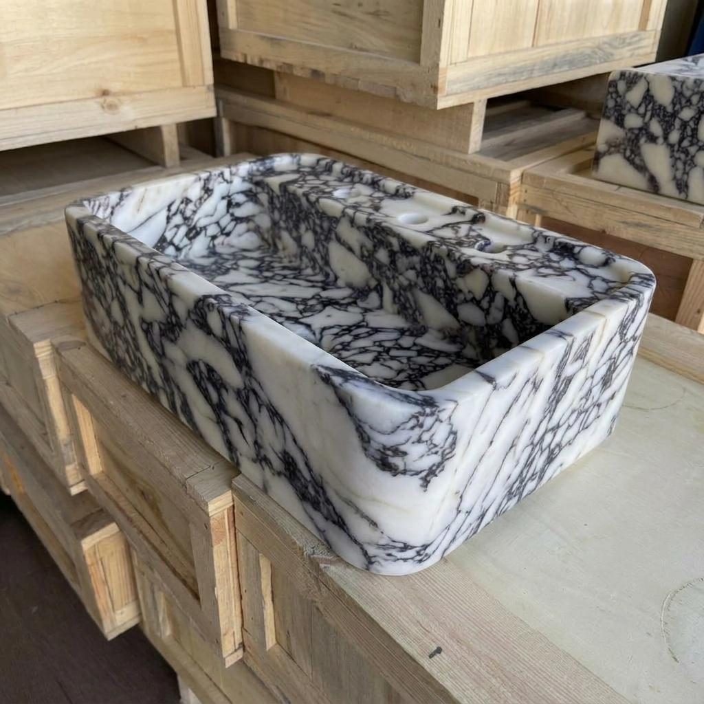 Calacatta Viola Marble square vessel sink — product photograph (photo 13)