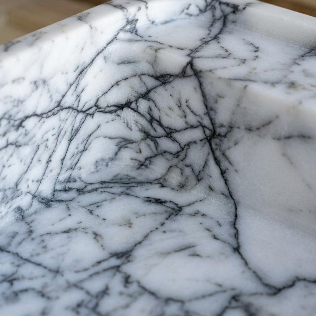 Lilac Marble square vessel sink — close-up of marble veining (photo 8)
