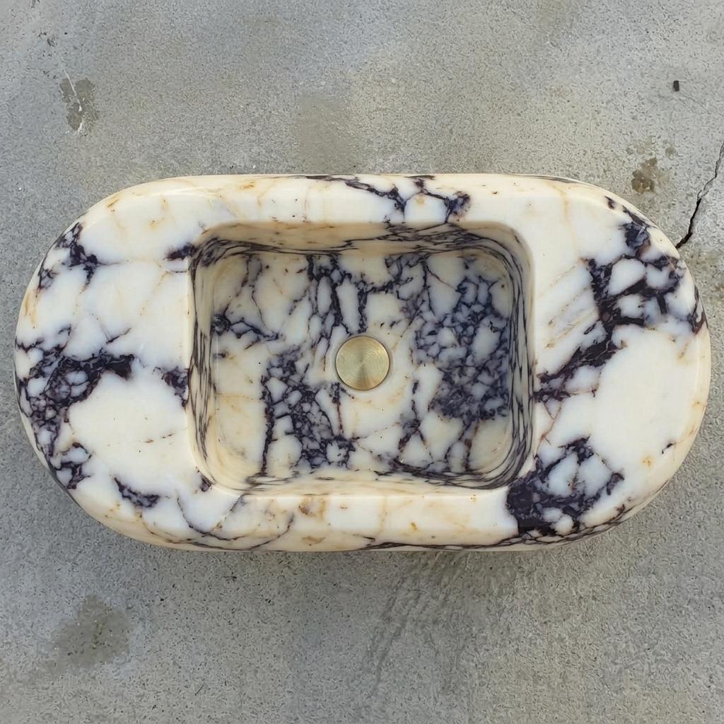 Calacatta Viola Marble wall mount sink — top-down view (photo 6)
