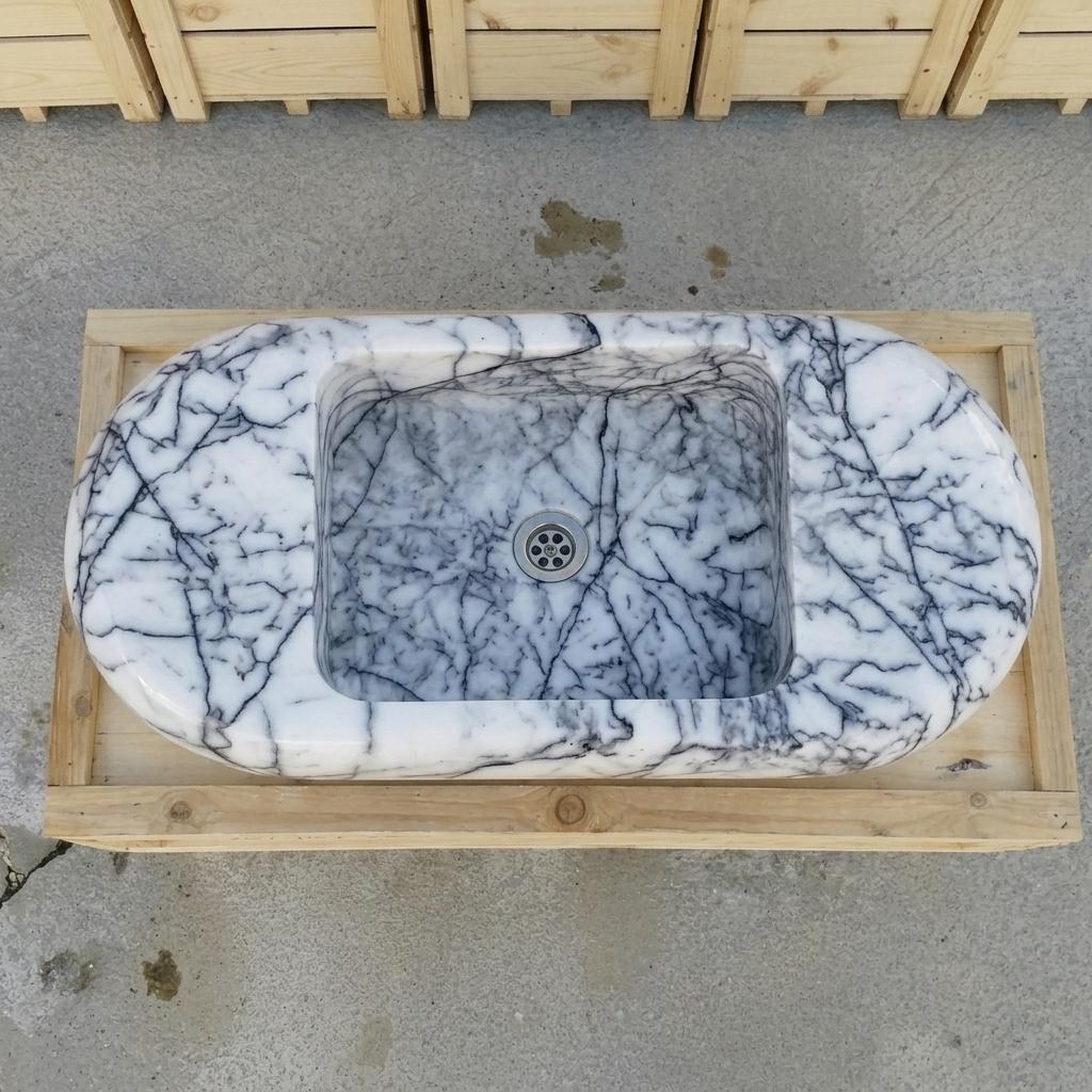 Lilac Marble fluted vessel sink — top-down view (photo 6)