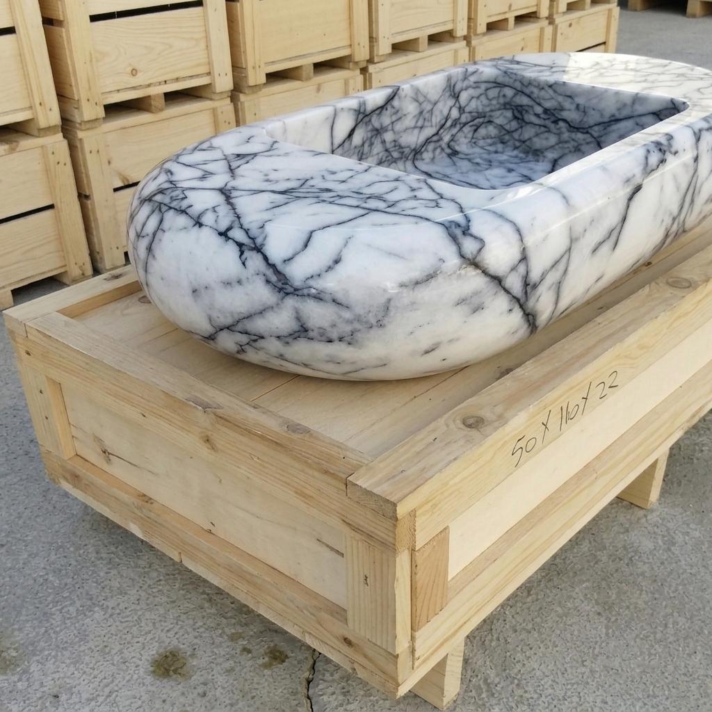 Lilac Marble fluted vessel sink — low-angle view (photo 15)