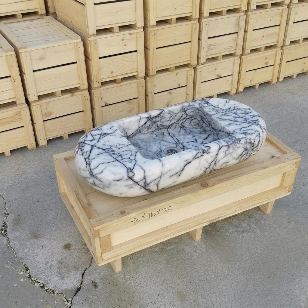 Lilac Marble fluted vessel sink — full wide shot (photo 17)
