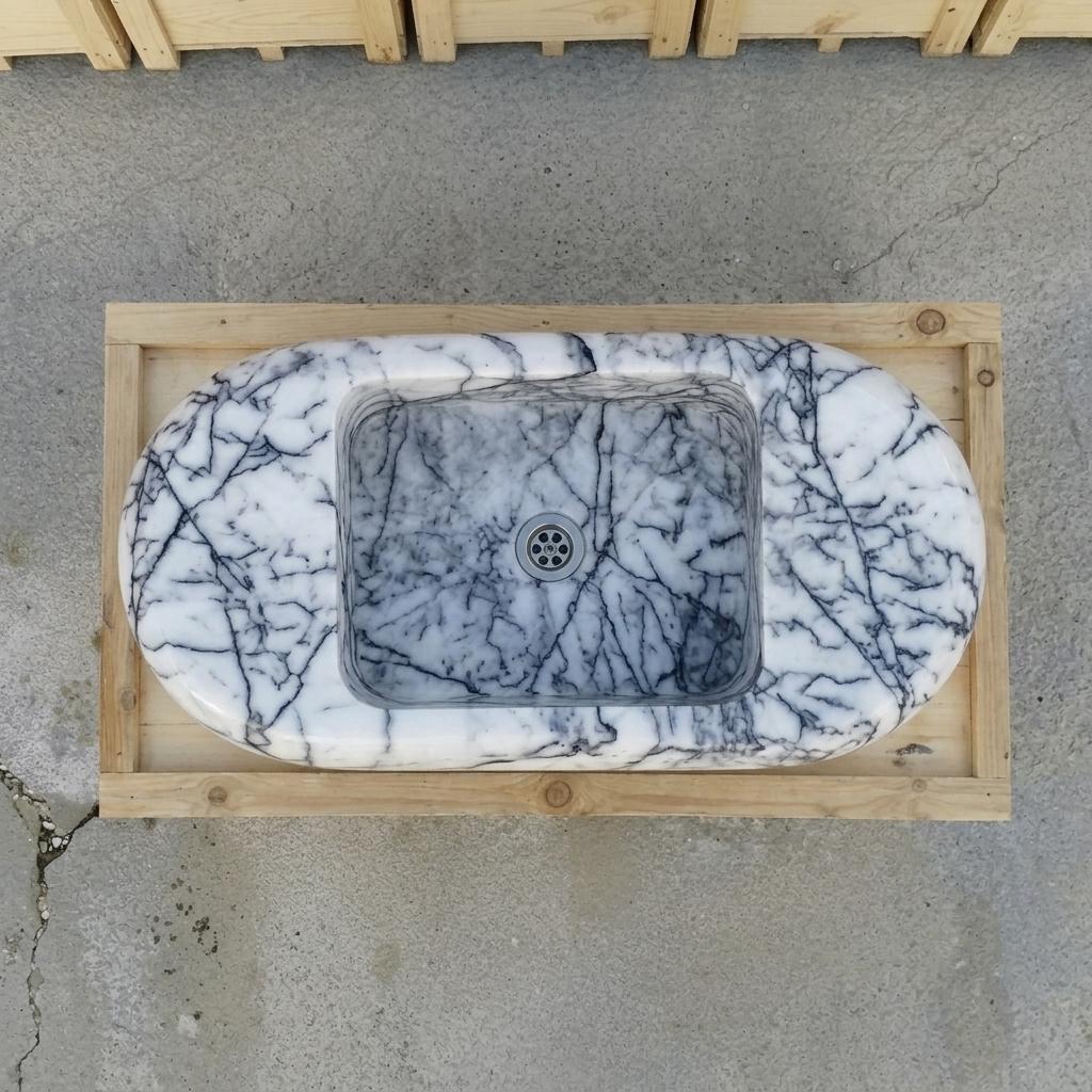 Lilac Marble fluted vessel sink — bird's eye view (photo 20)