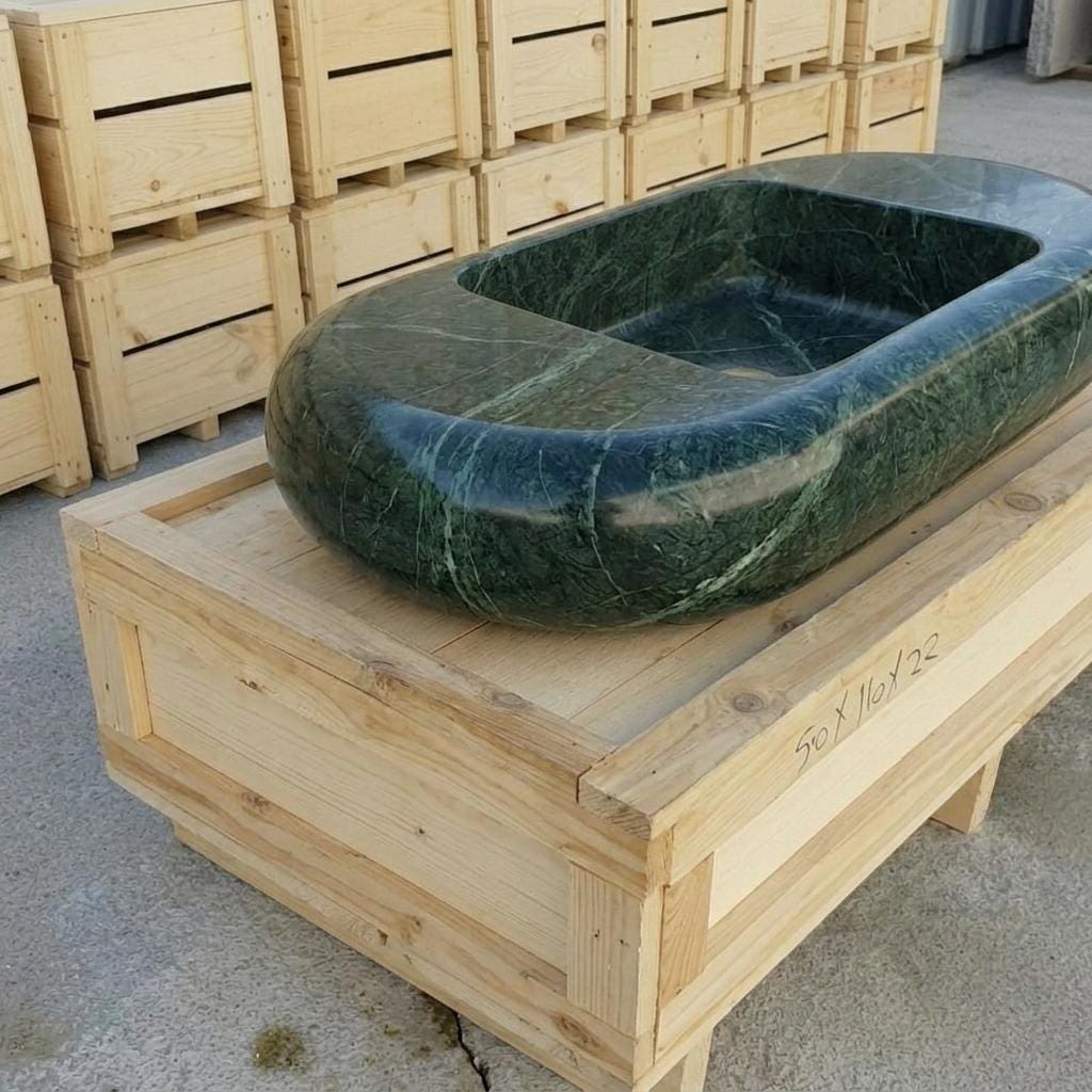 Verde Marble wall mount sink — right side view (photo 4)