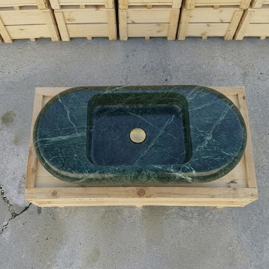 Verde Marble wall mount sink — top-down view (photo 5)