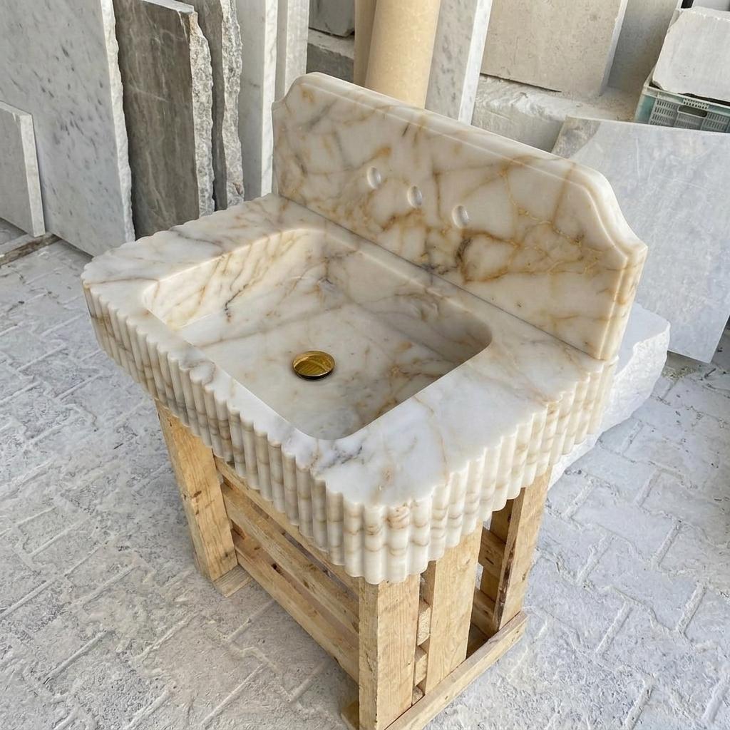 Calacatta Gold Marble square vessel sink — product photograph (photo 18)