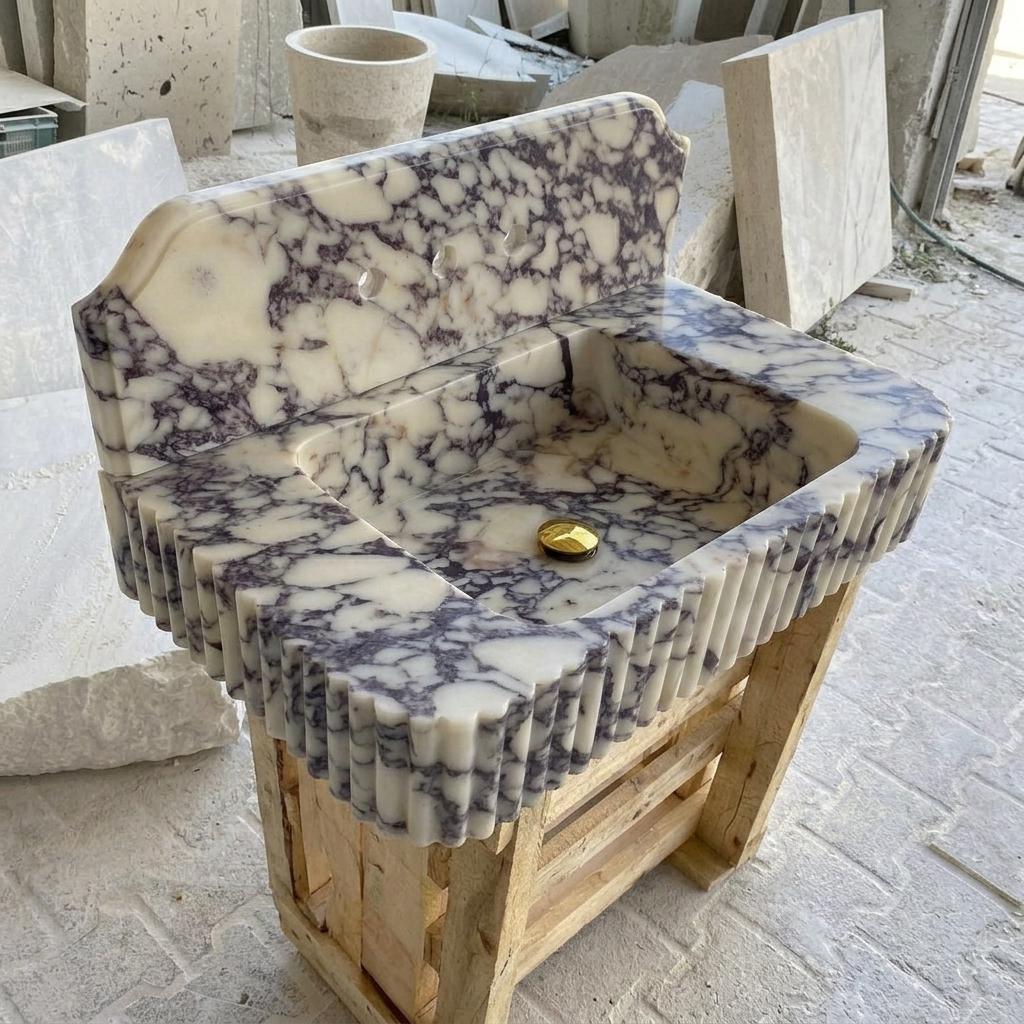 Calacatta Viola Marble square vessel sink — product photograph (photo 18)