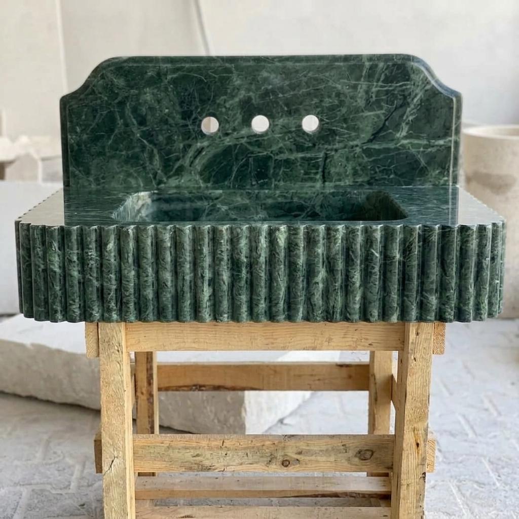 Calacatta Viola Marble square vessel sink — front view (photo 2)