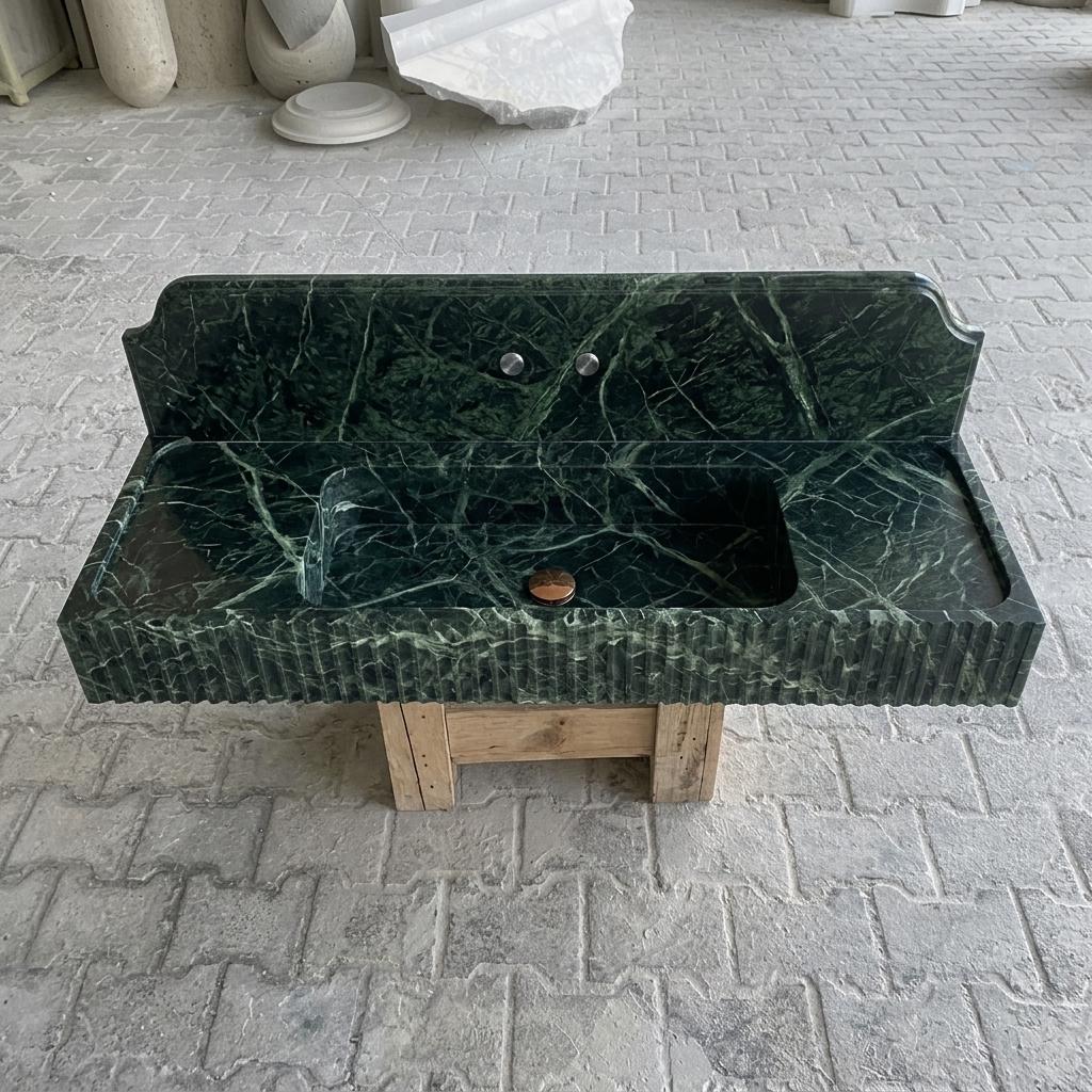 Calacatta Viola Marble square vessel sink — front view (photo 12)